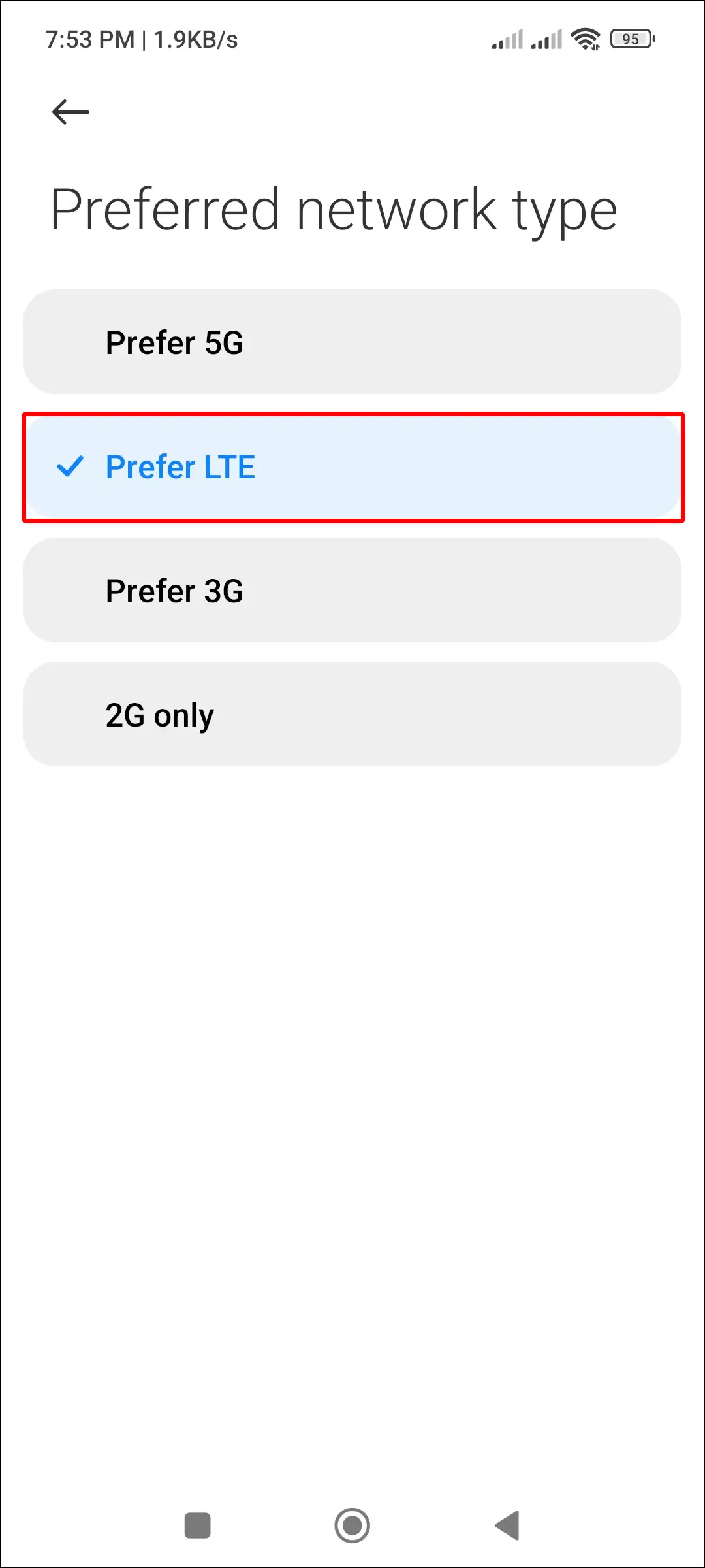 xiaomi prefer lte