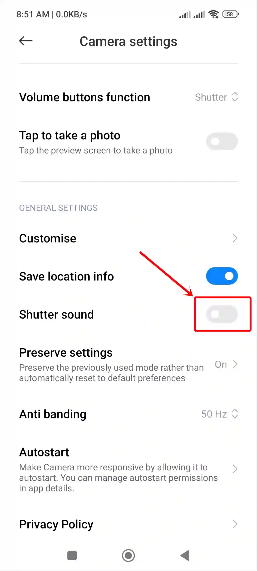 android camera shutter sound off