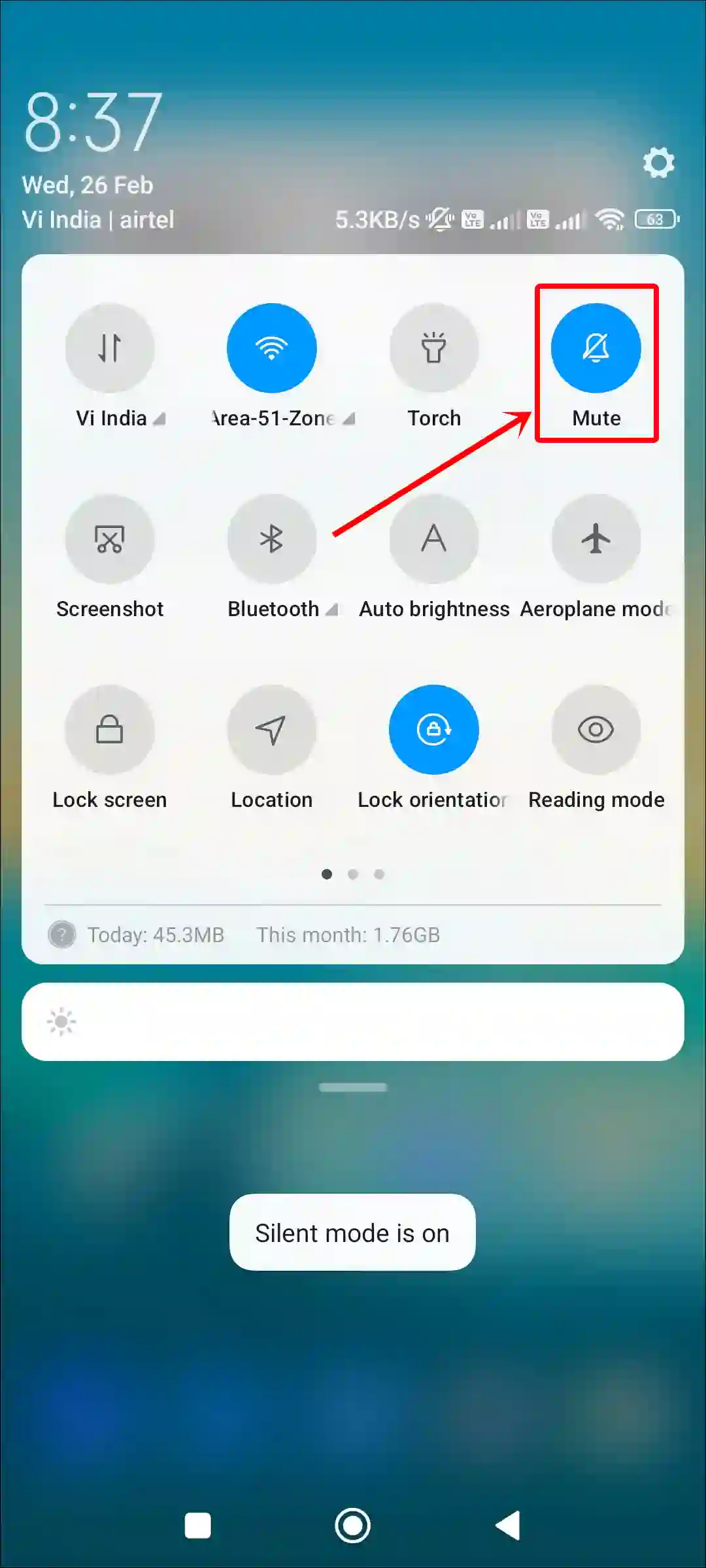 android quick settings mute