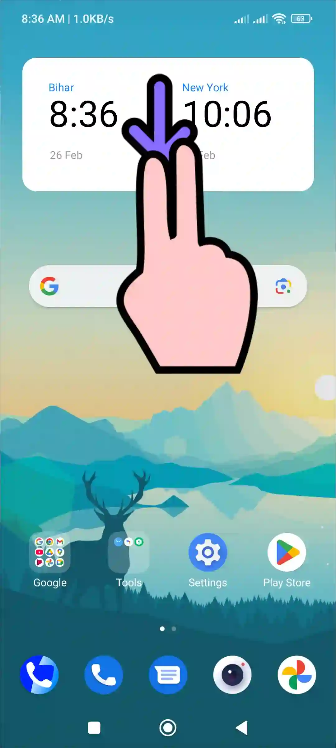 android screen swipe down