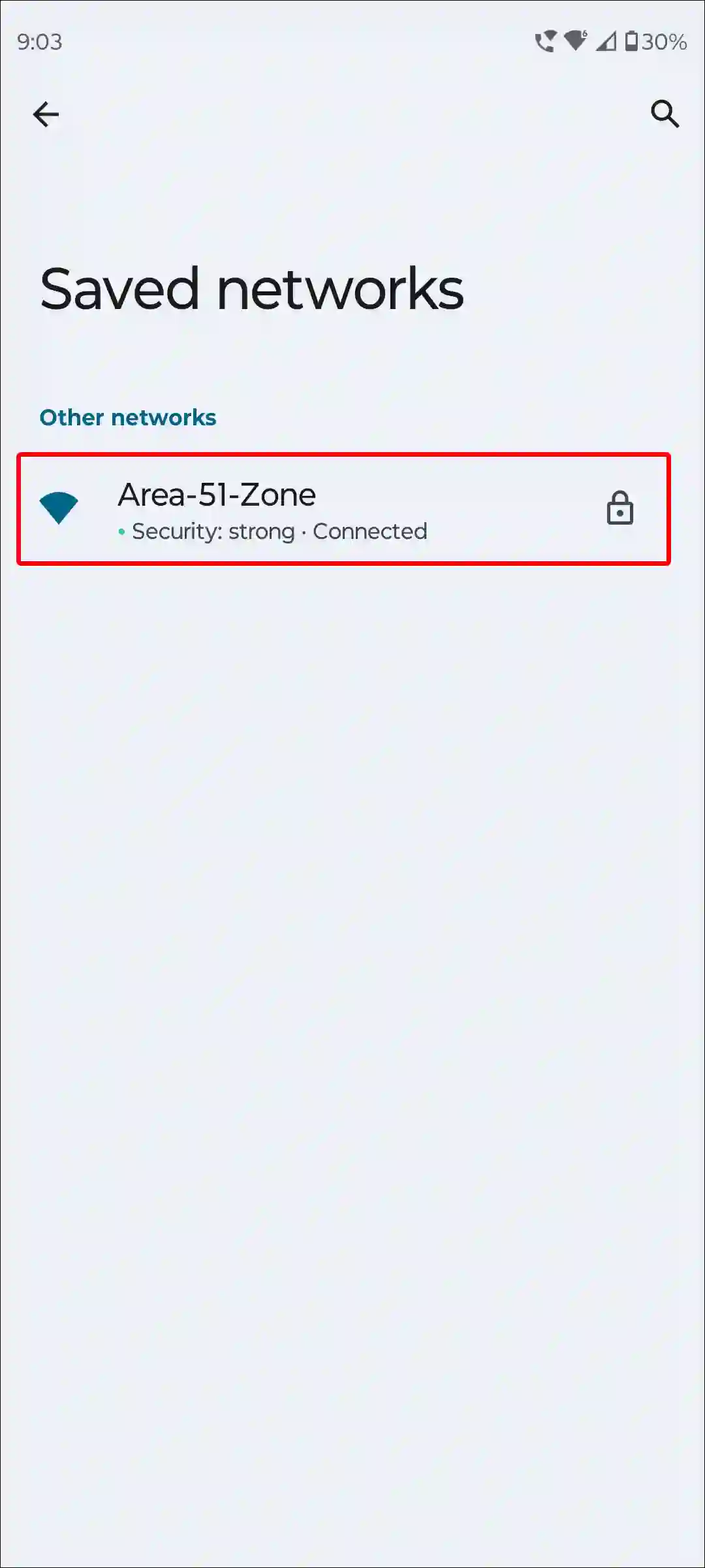 android wi-fi saved network name