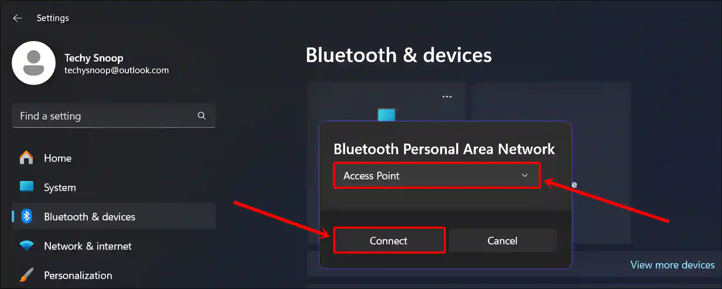 bluetooth personal area network access point