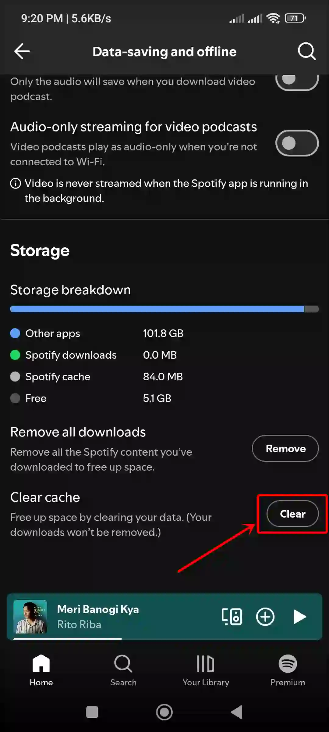 clear spotify cache android