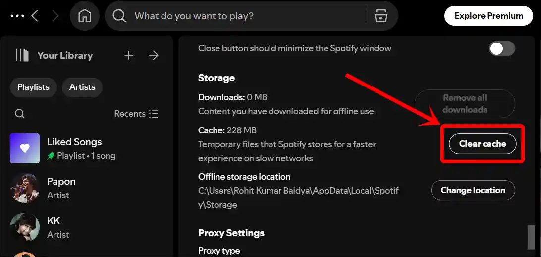 clear spotify cache on pc mac