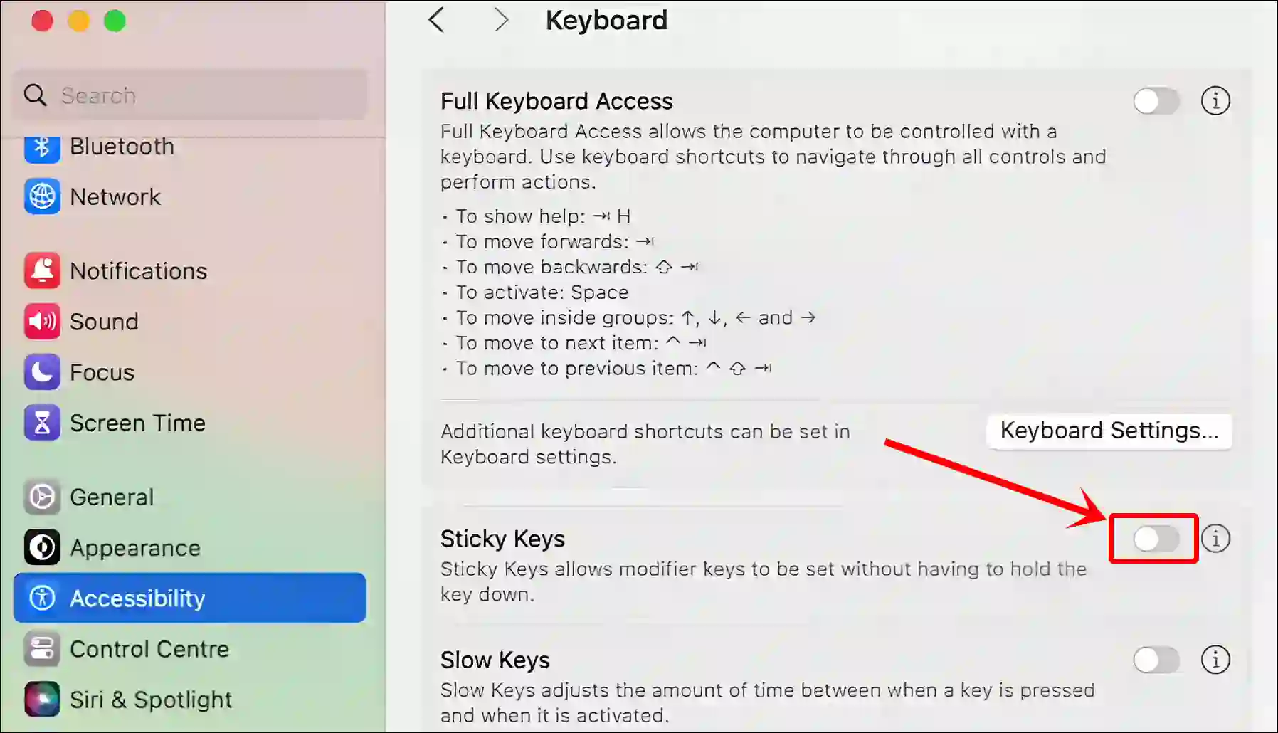 disable sticky keys on mac