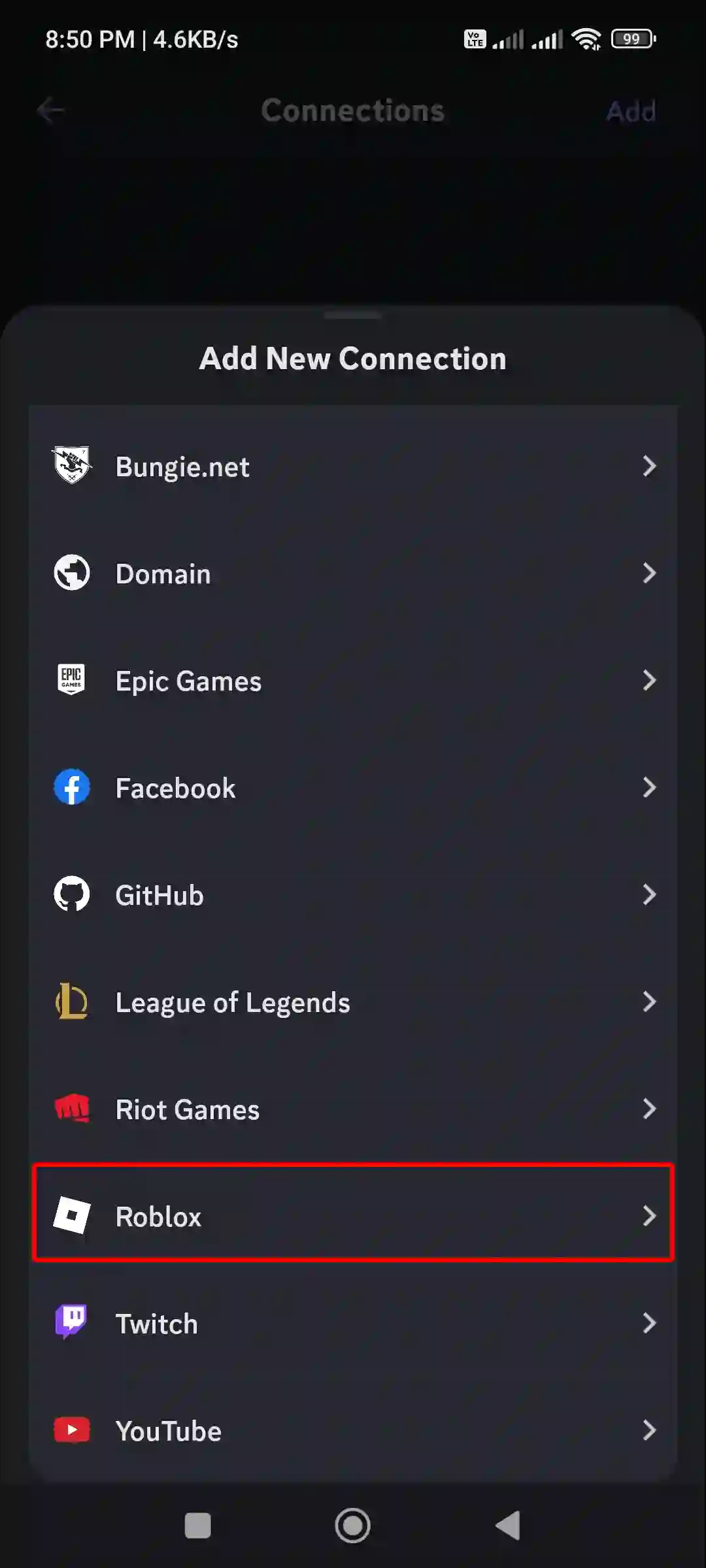 discord app connections roblox