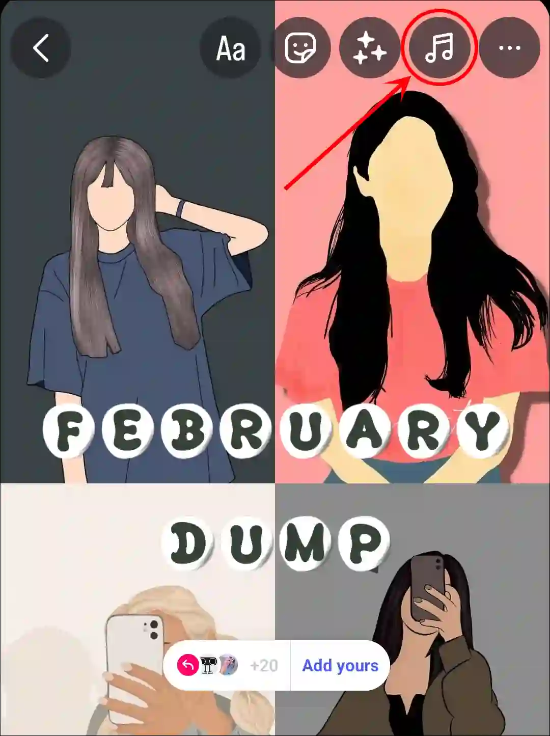 february dump story music