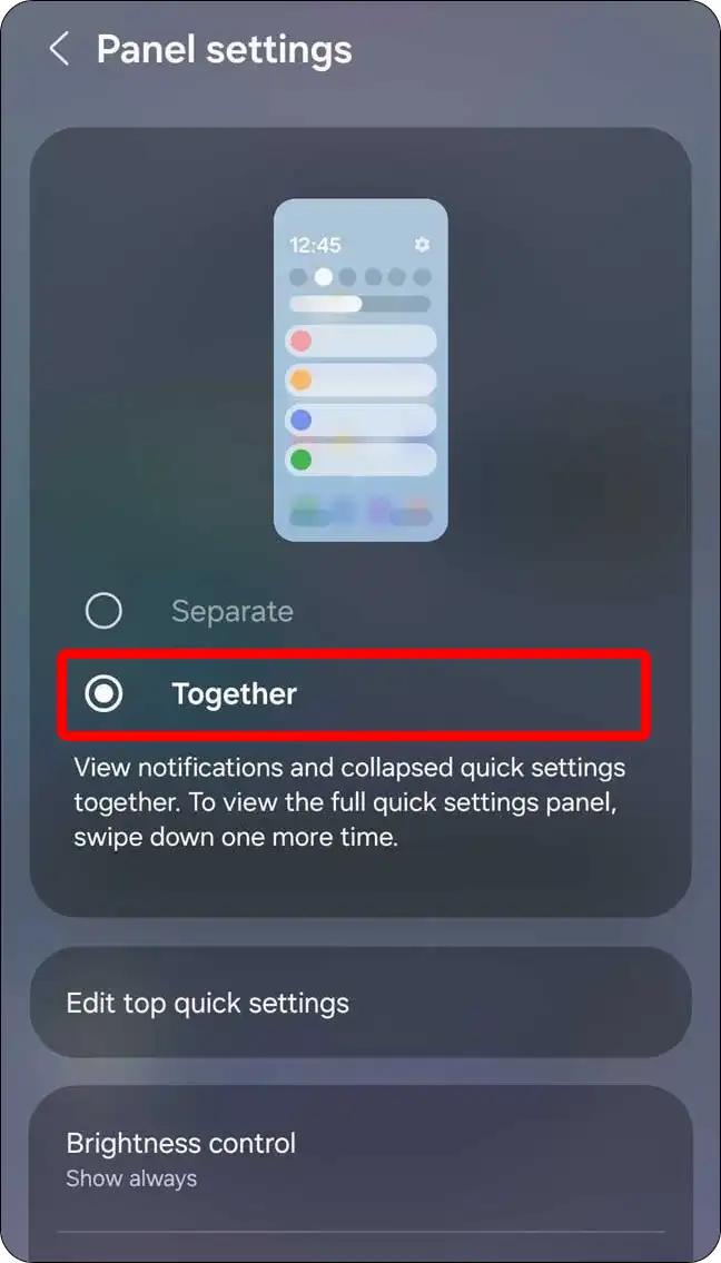 one ui 7 quick panel settings together