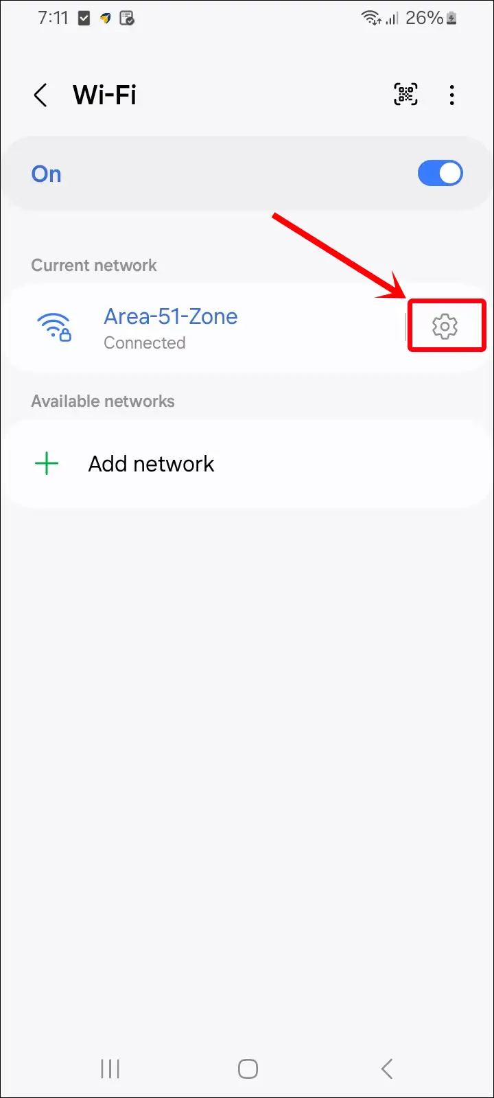 samsung wi-fi network cogwheel