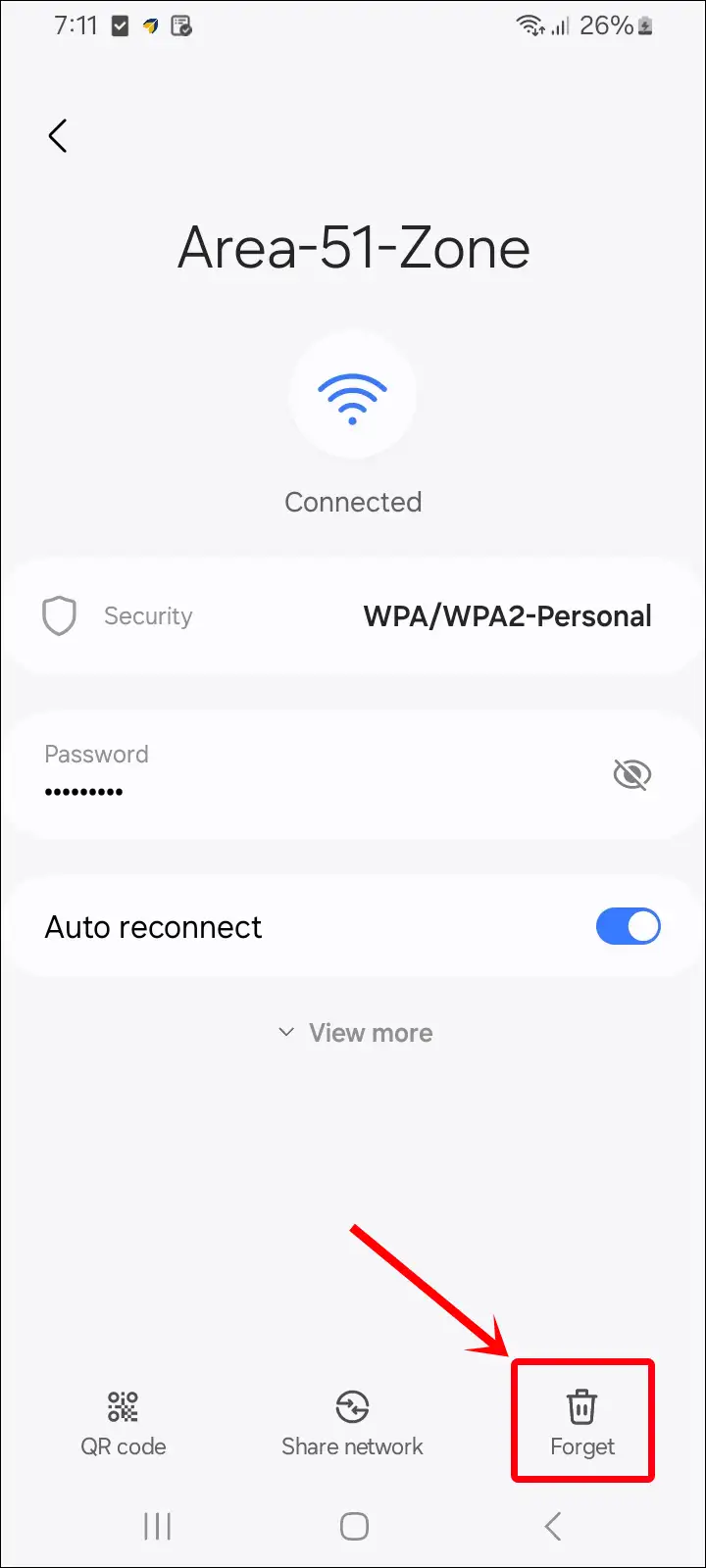 samsung wi-fi network forget