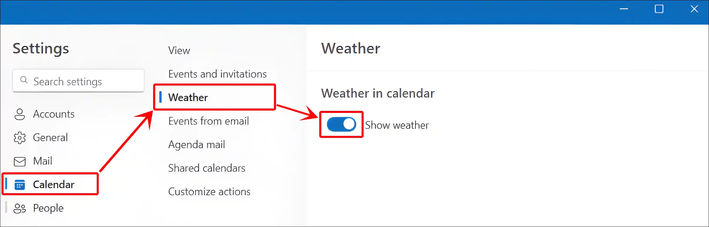 show weather in outlook calendar