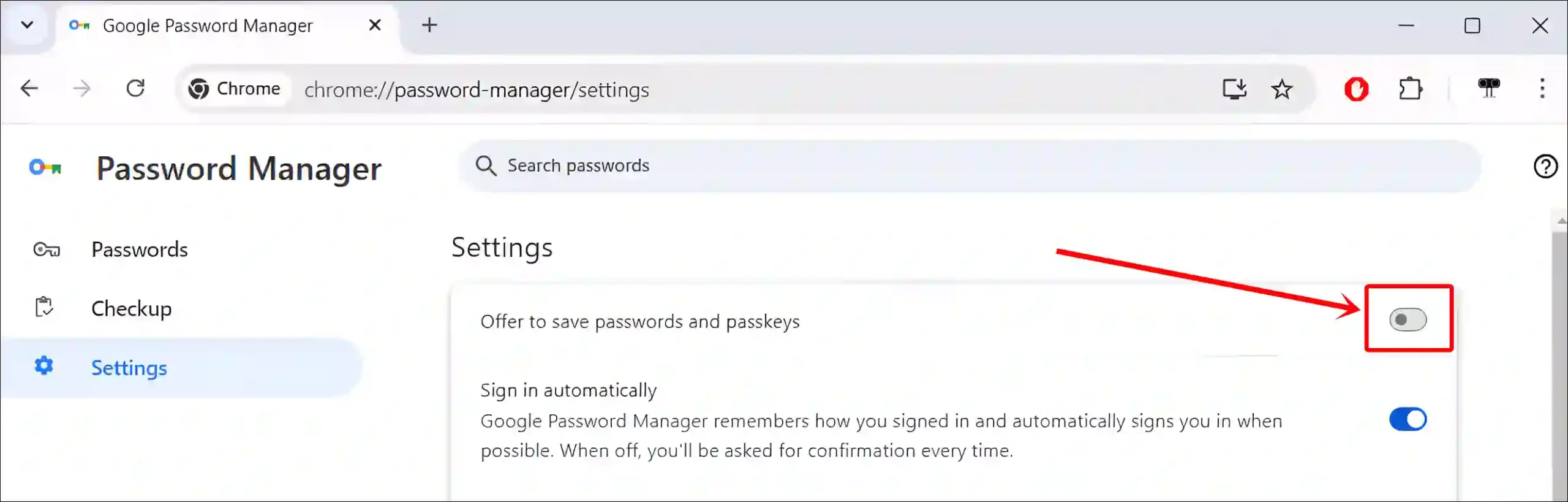 stop chrome from asking to save passwords