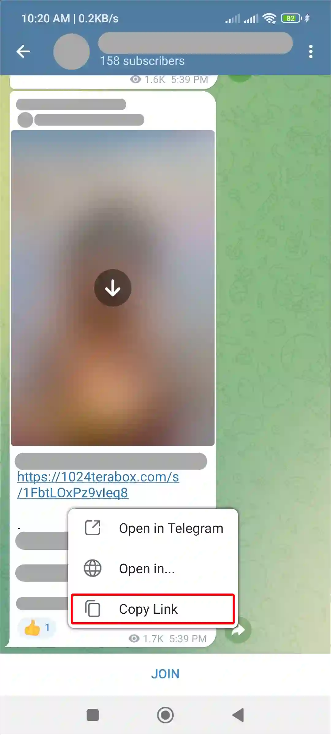 telegram terabox link