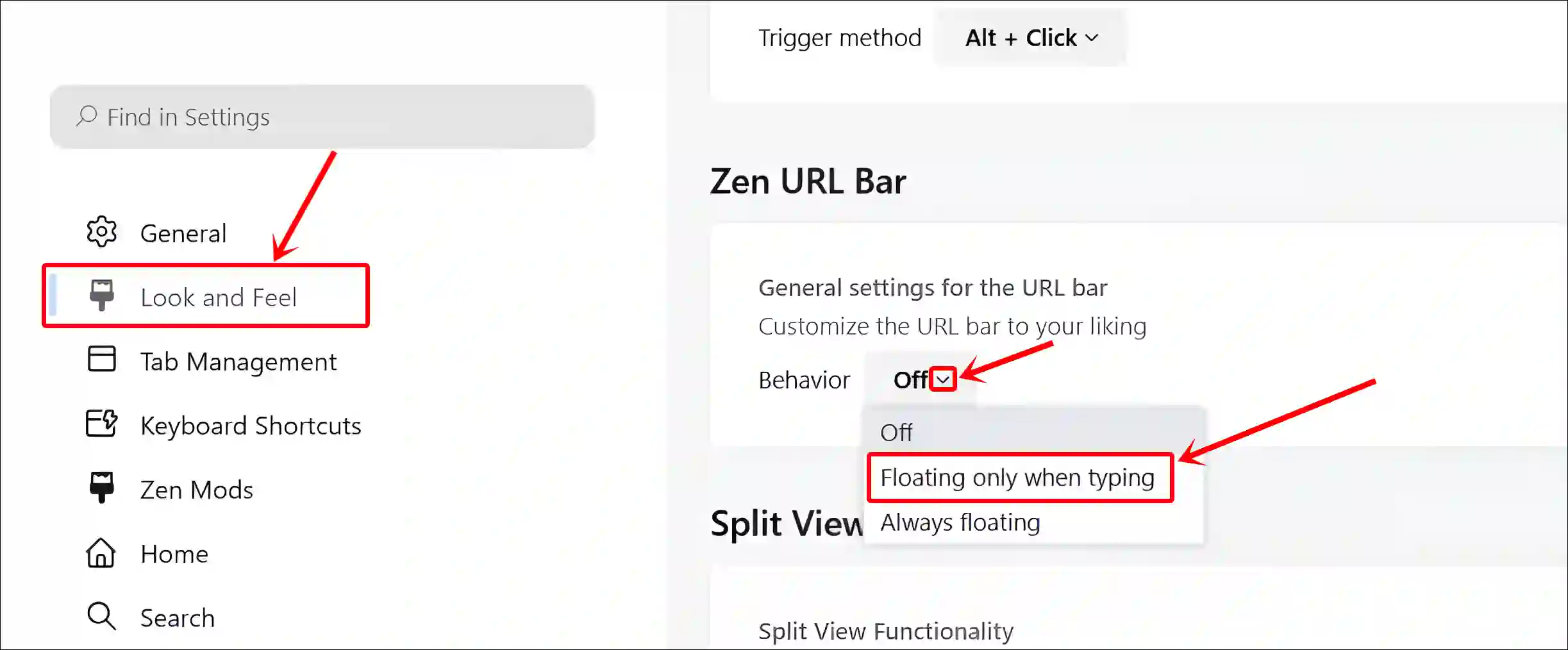 Turn on the floating URL bar on your Zen Browser