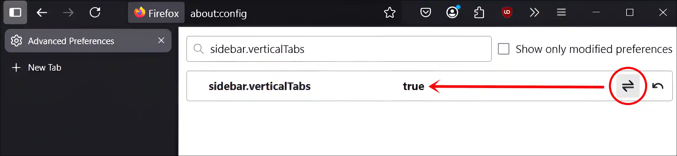 turn on sidebar and vertical tabs in firefox