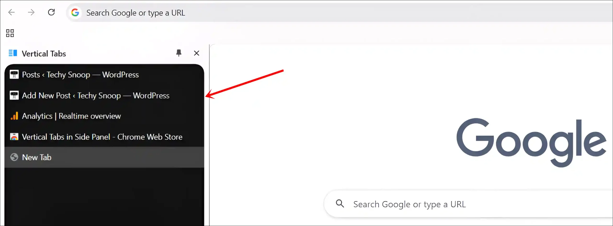 turn on vertical tabs in chrome