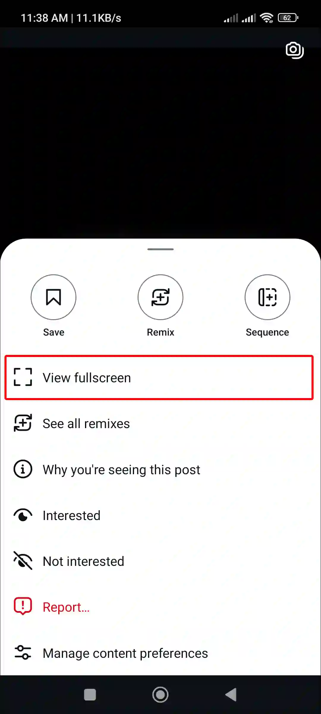 watch instagram reels full screen android