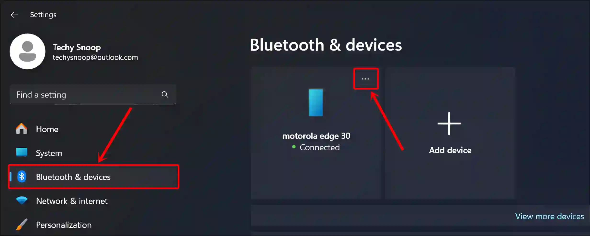 windows bluetooth settings