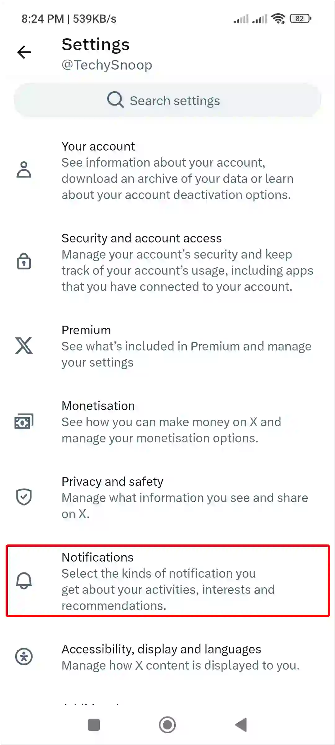 x twitter app notifications settings