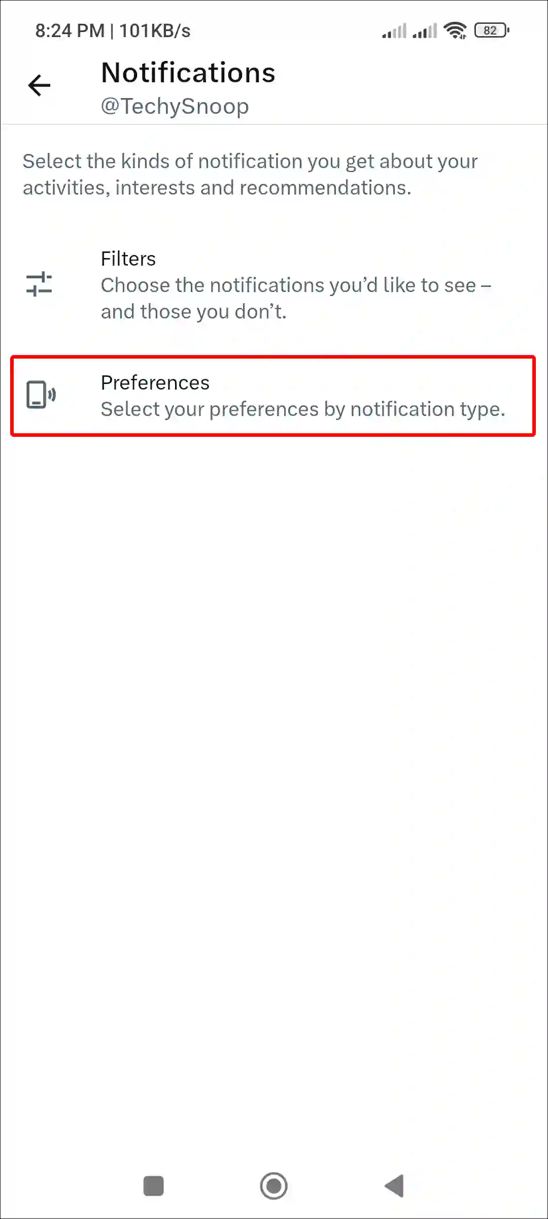 x twitter app preferences settings