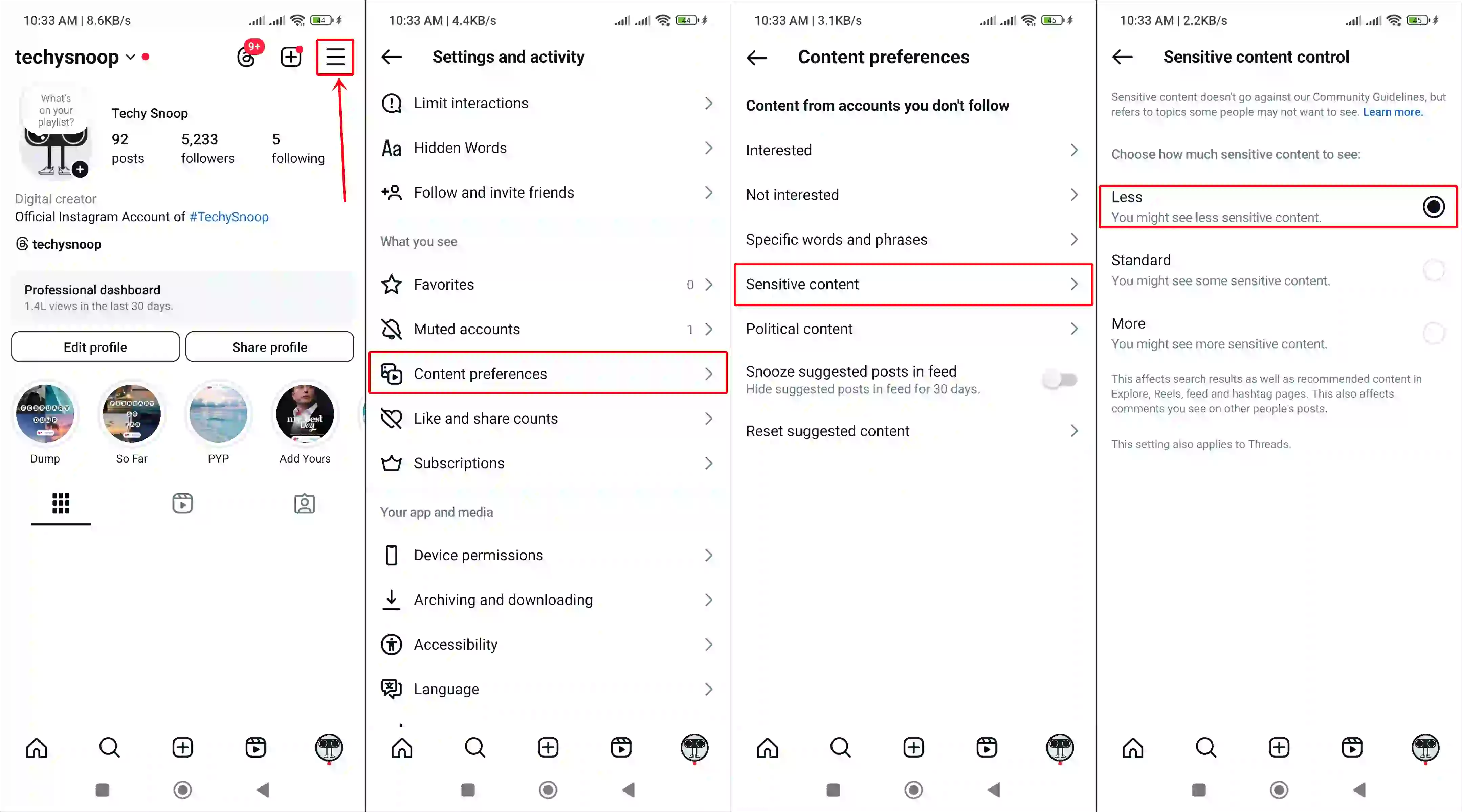 enable sensitive content on instagram