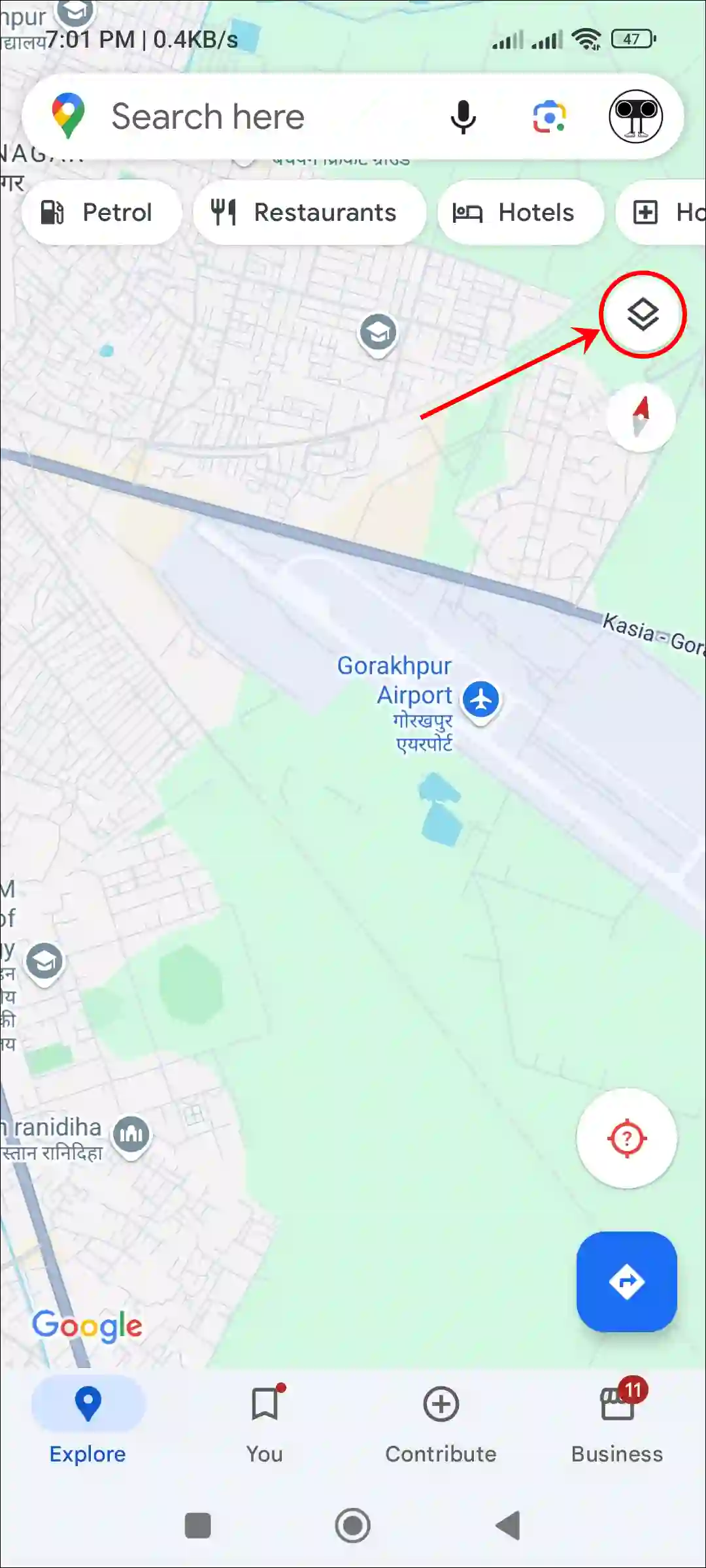 google maps app view layers