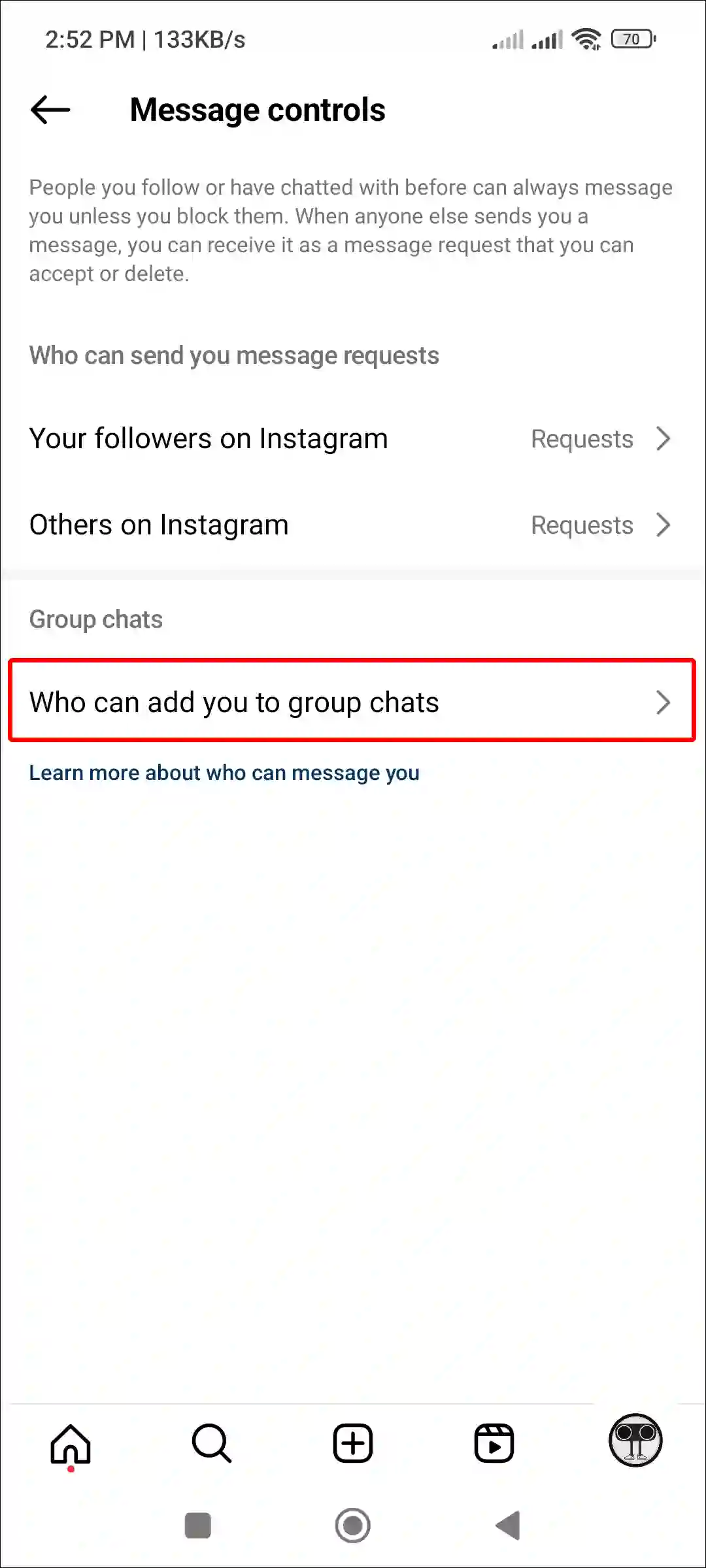 instagram who can add you to group chats