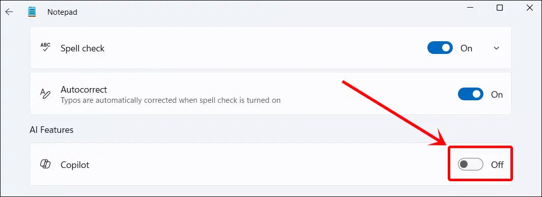 notepad copilot disable windows 11