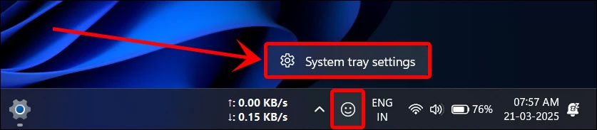 system tray settings windows 11 taskbar