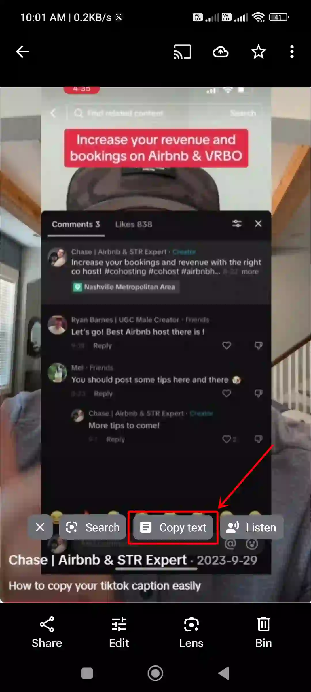 copy tiktok caption google photos