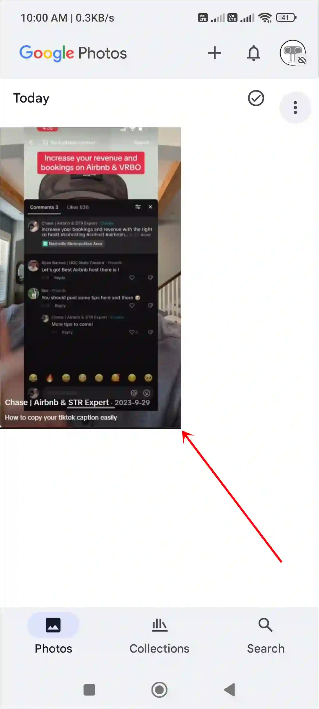 copy tiktok caption google photos
