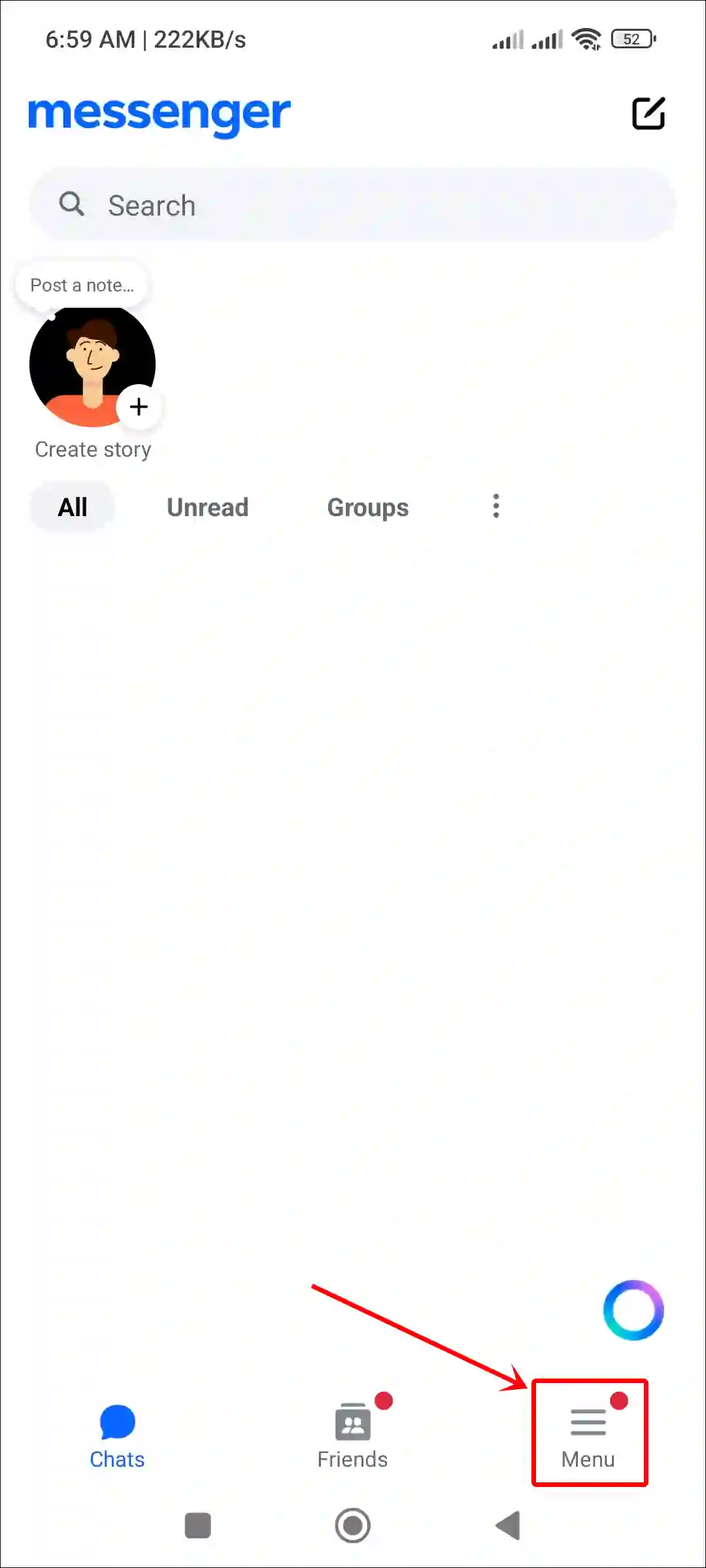 facebook message three lines
