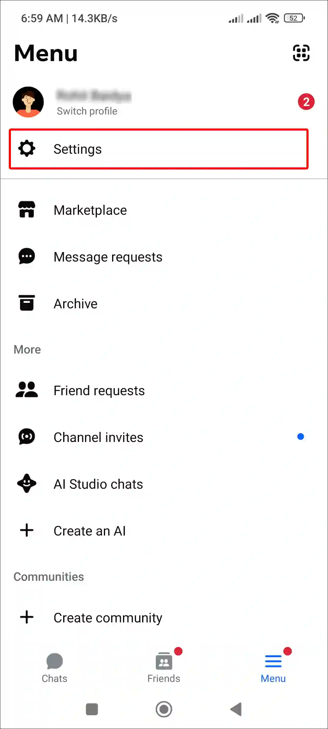 facebook messenger settings