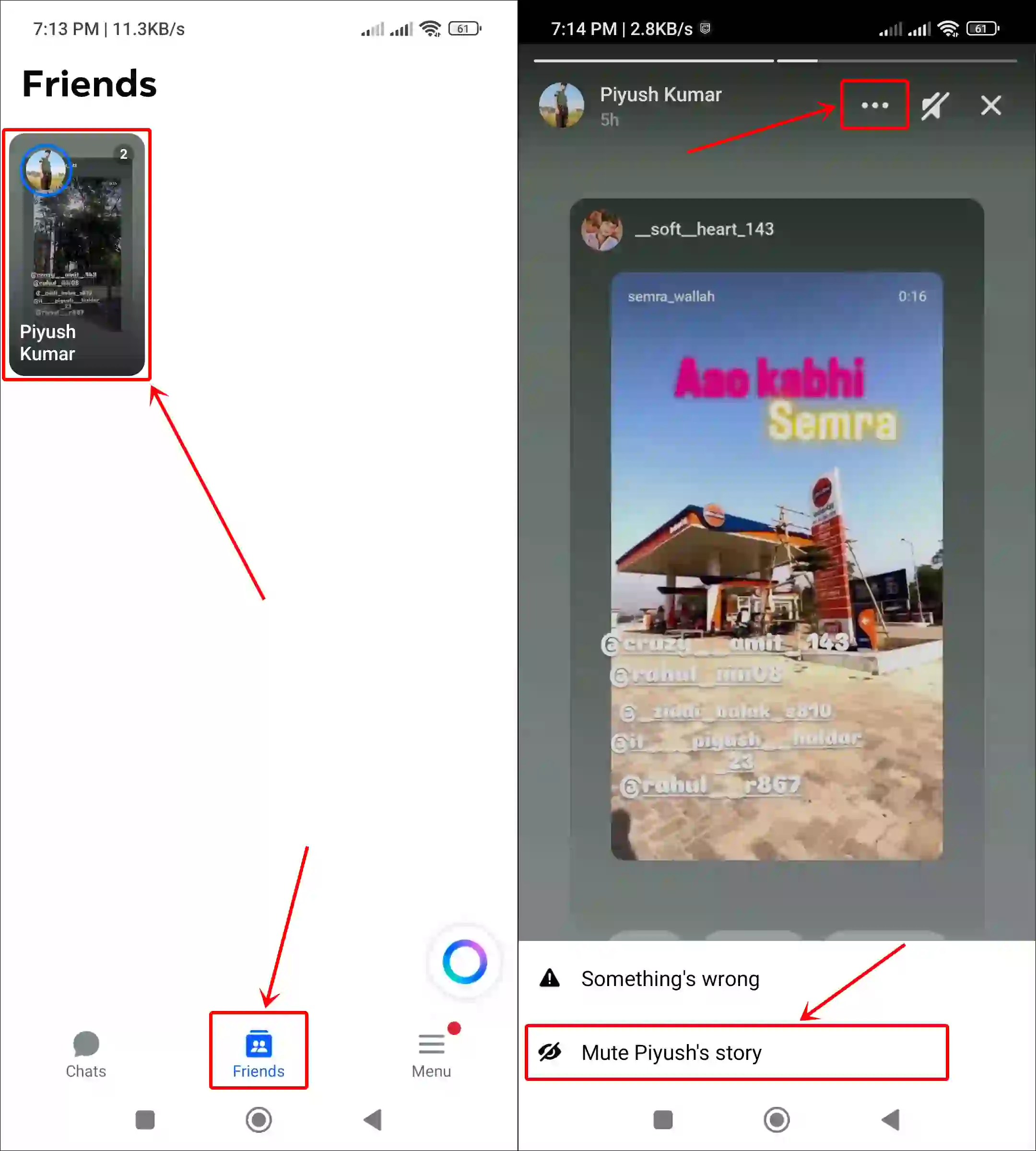 Mute someone's stories on facebook messenger