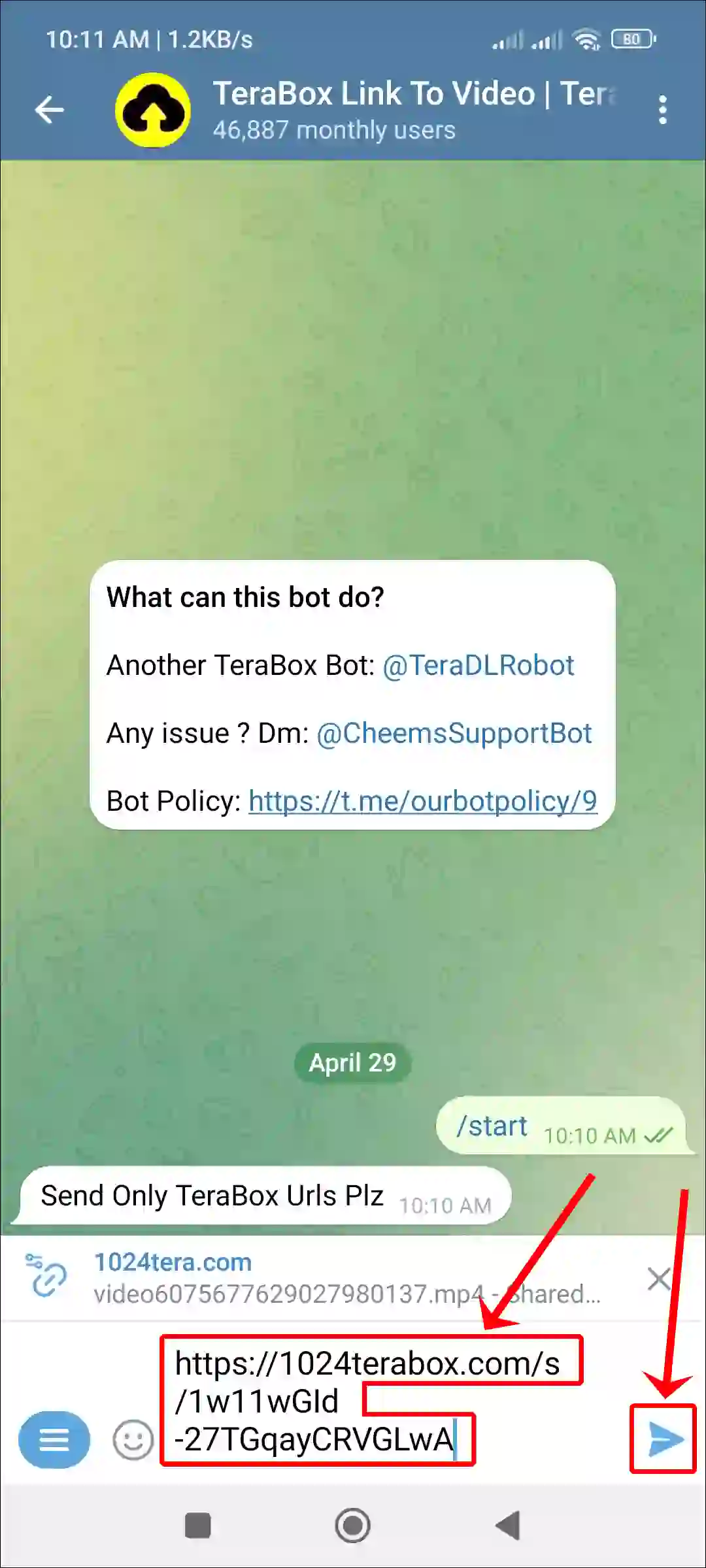telegram terabestbot link send