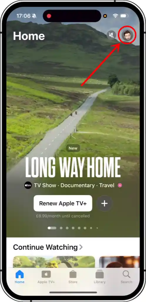 Apple tv app profile iPhone