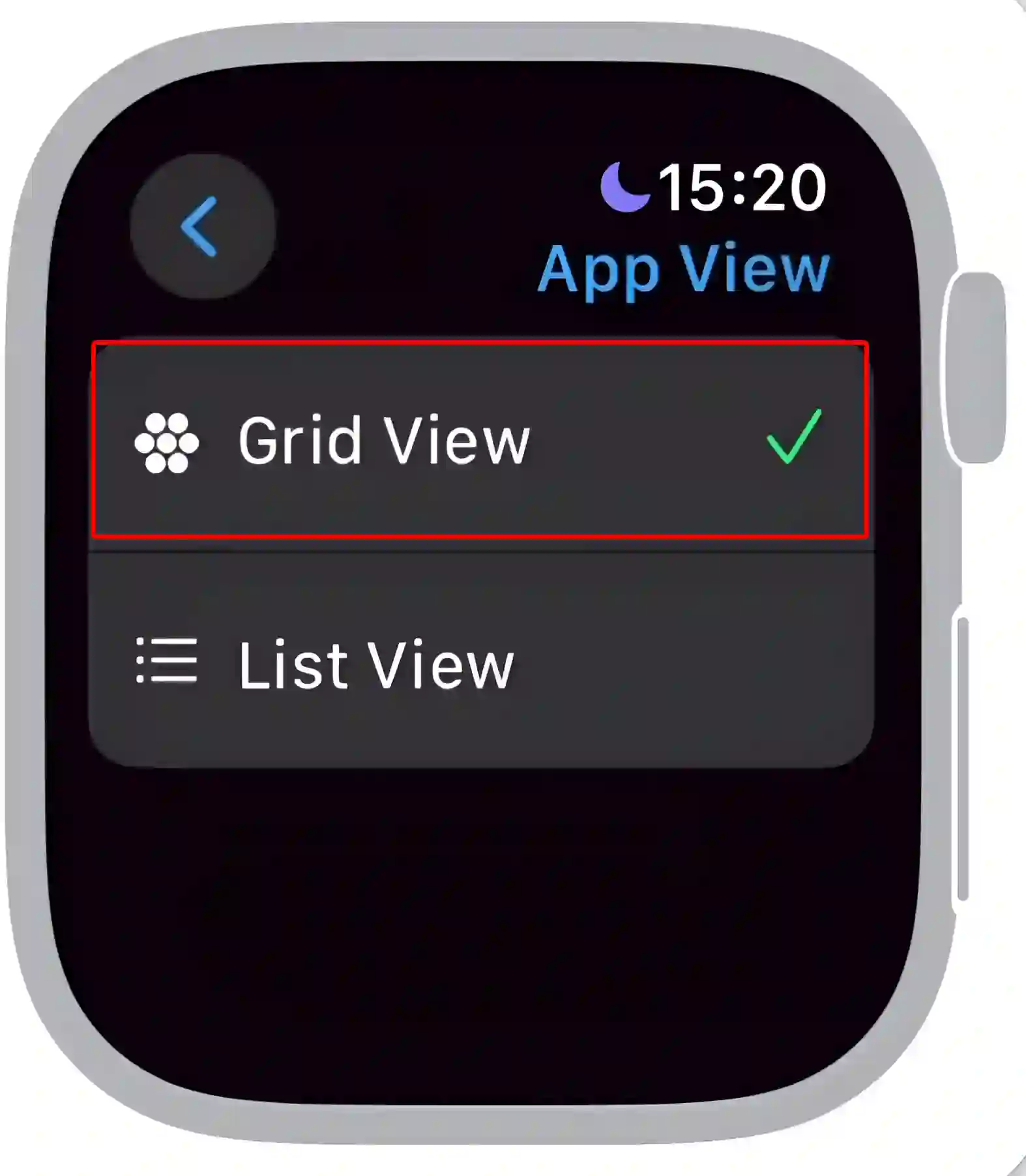 Change app layout on apple watch from grid view to grid view