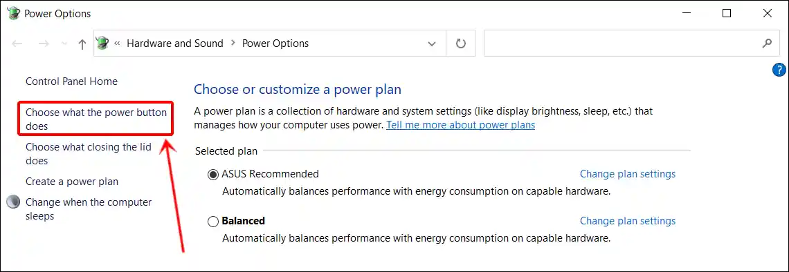 choose what the power button does windows 10