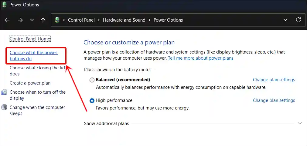 choose what the power buttons do windows 11