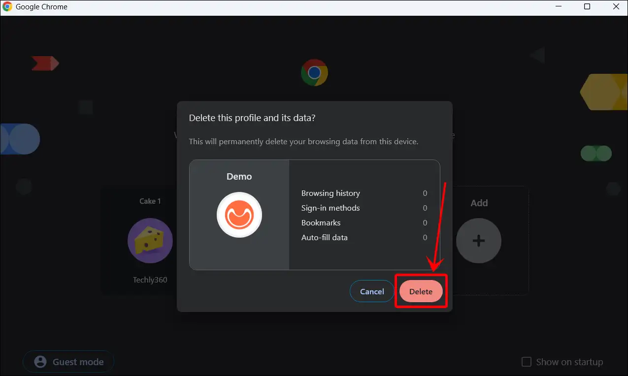 delete chrome profile and data