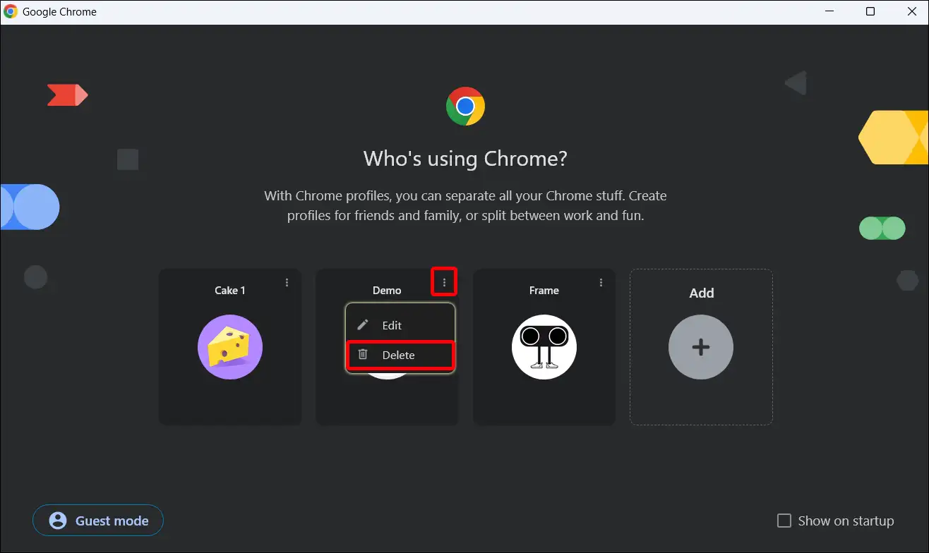 delete chrome profiles