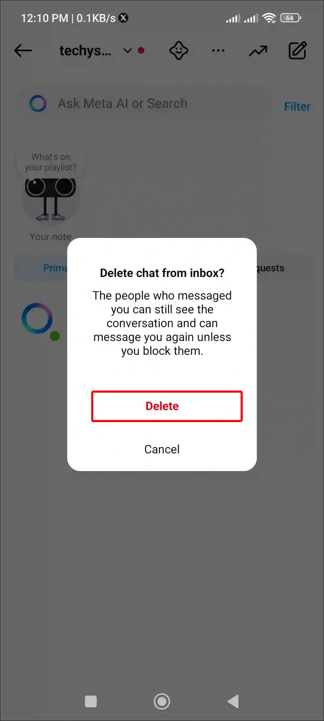 delete meta ai instagram dm