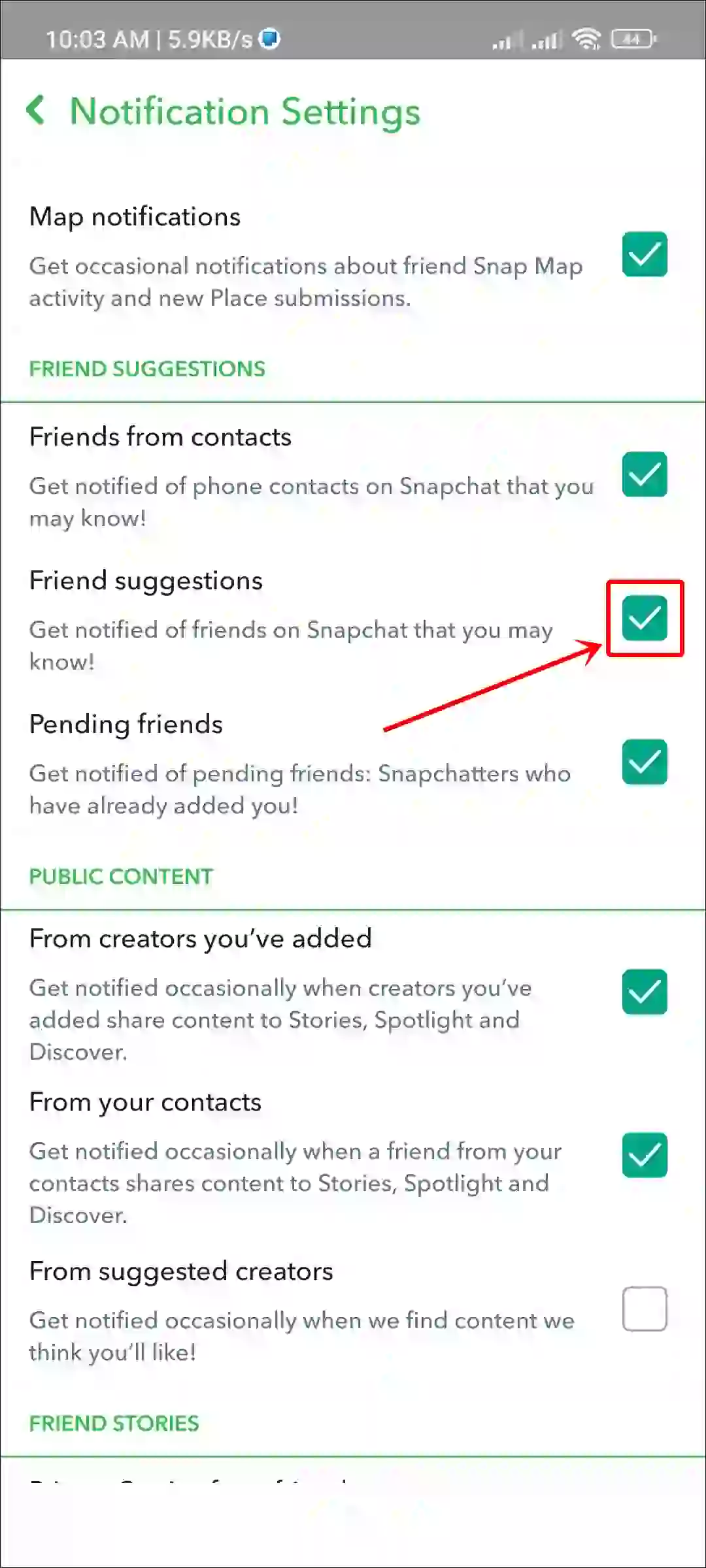 enable snapchat friend suggestions
