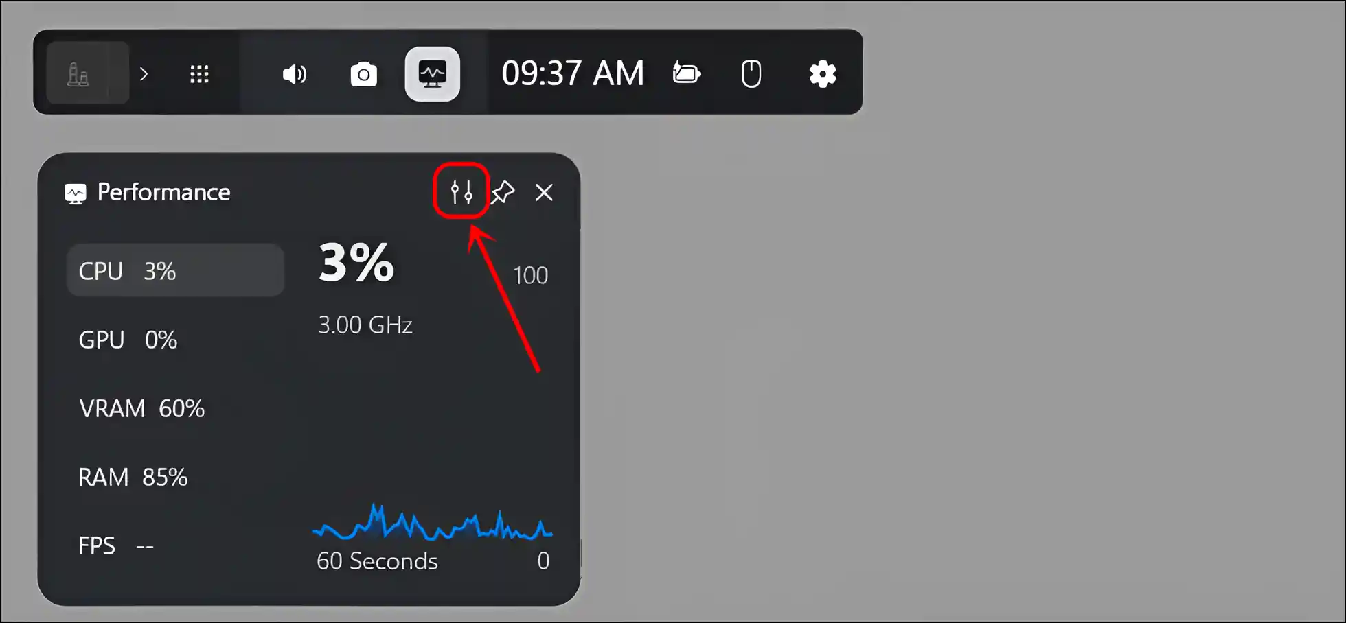 game bar performance options