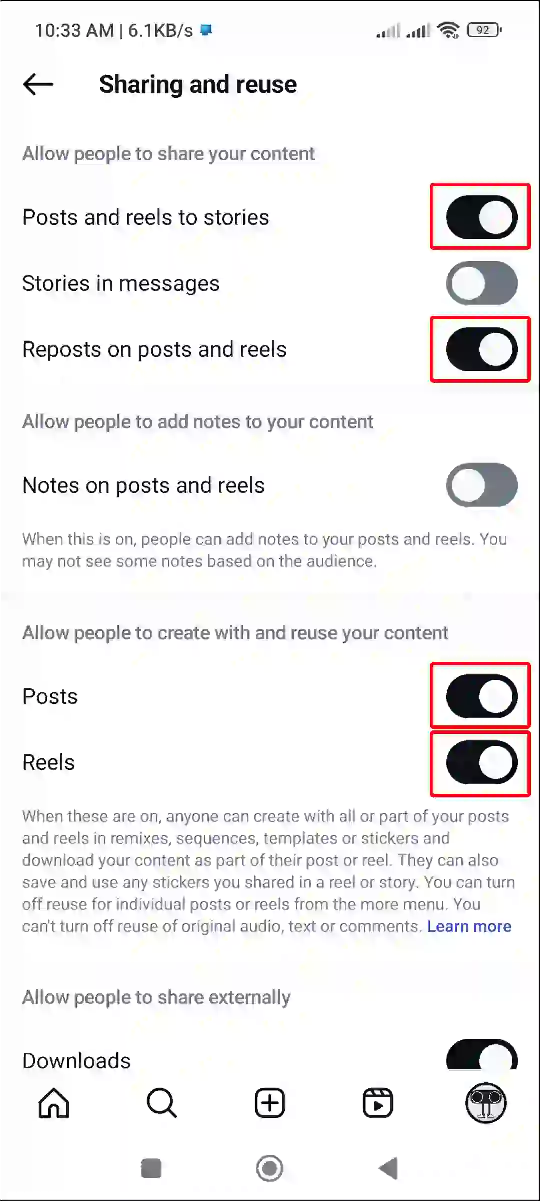 Let others repost your Instagram posts and reels on their stories