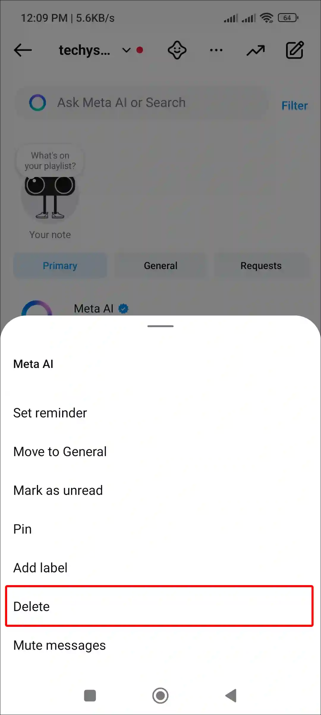 meta ai instagram dm delete