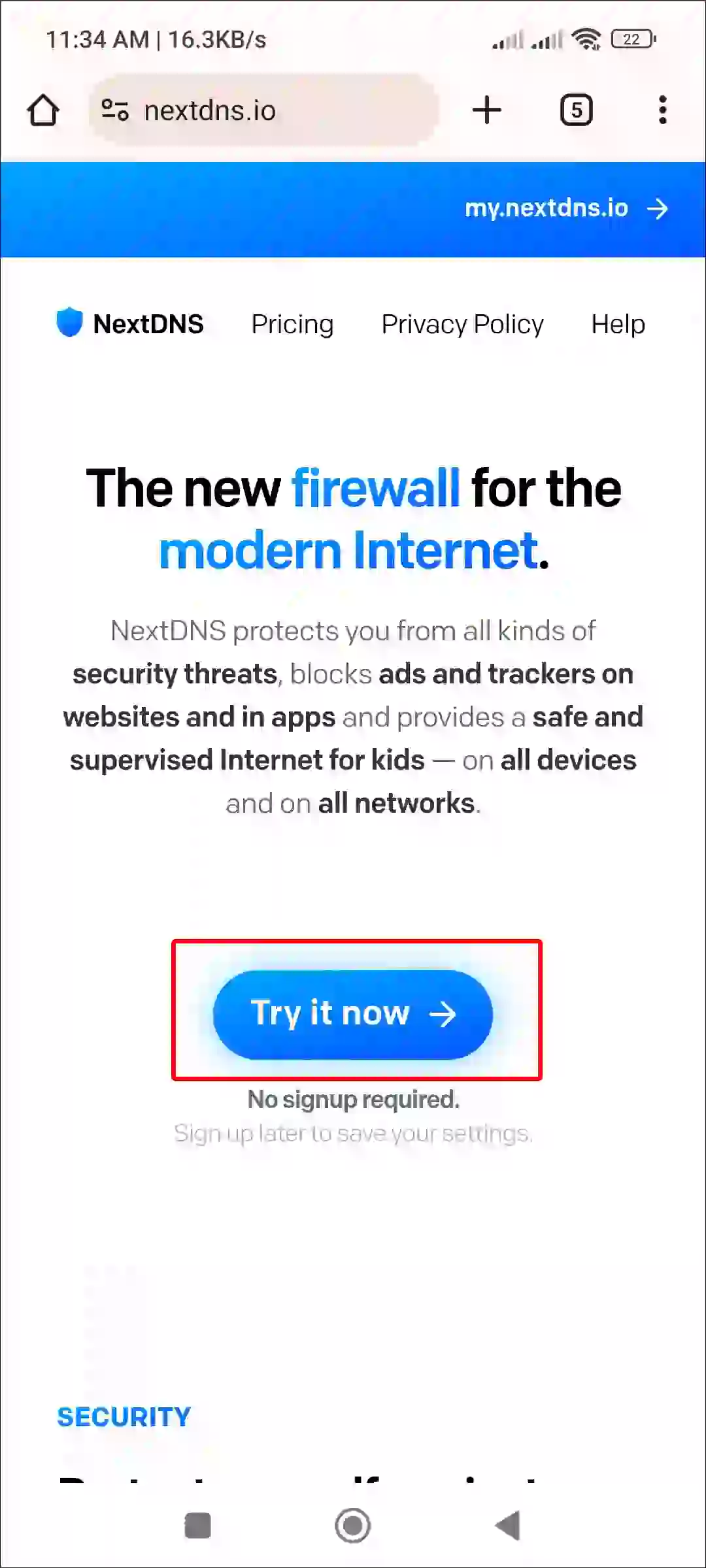 nextdns try it now