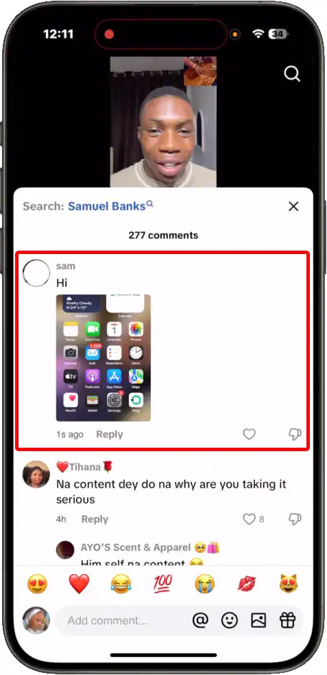 post photos on tik tok comments