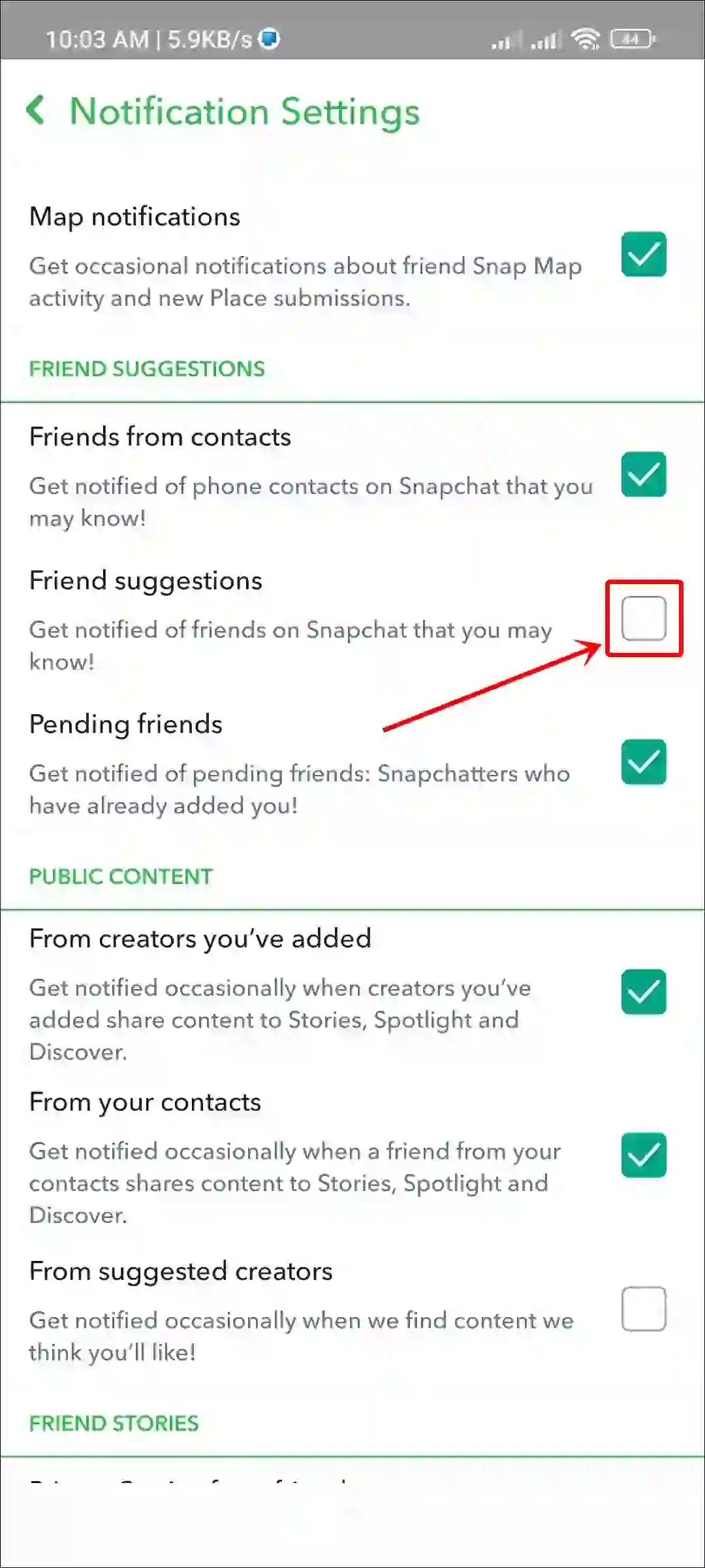 stop friend suggestions on snapchat