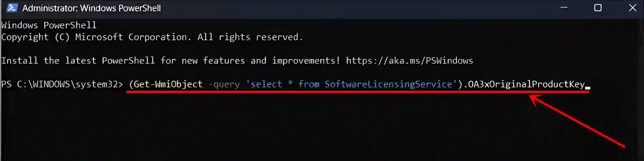 Check product key windows 11 using powershell